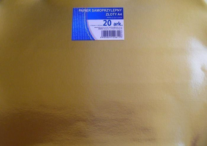 Papier samoprzylepny  A4 (20) złoty   Kreska